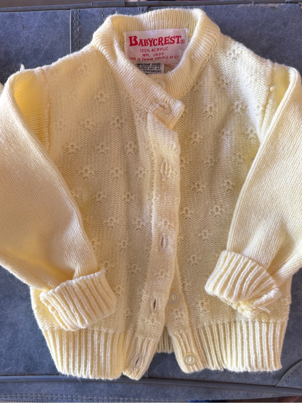 Vintage BabyCrest Pale Yellow Knit Cardigan